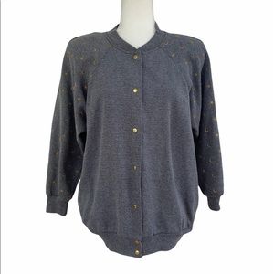 Vintage Sweatshirt Gold Embroidered Moon Stars Kathleen Usherwood for Periphery